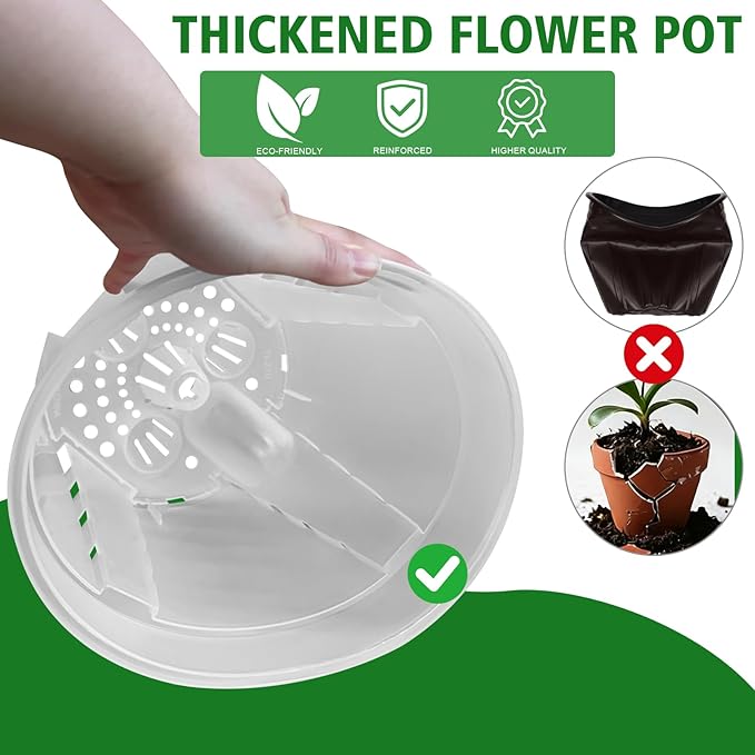 Cdd's Path Large Naked Root Planter Self Watering Pots Set with Holes for Indoor/Outdoor Plants, Planter Pot with Watering Hole/Reservior and Air Pipes (Clear, 8 inch-5 Pack)