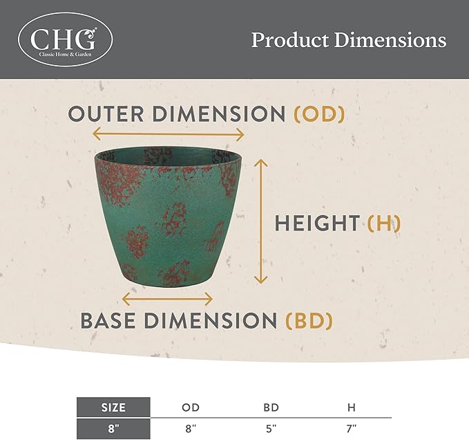 Classic Home and Garden Premiere Collection Planter Vogue, 8", Patina Copper