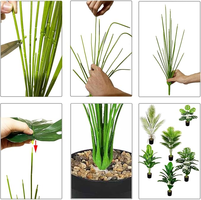Artificial Plants in Pots Large Fake Tree Floor Faux Tropical Plants Decorative Greenry House Potted Tall for Home Office Living Room Decor Indoor Garden Outdoor (80cm Tall Palm)