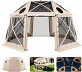 VEVOR Pop up Gazebo Screen Tent, 15 x 15 ft, 13-Sided Spherical Camping Canopy Tent with Removable Top & Carry Bag, Quick-Set & Bite-Proof, Screen House Sun Shelter for 12-15 Persons, Beige