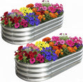 Galvanized Raised Garden Bed for Outdoor: 4X2X1ft Durable Metal Vegetable Plant Container Kit - Oval Planter Box for Gardening Flower Trough （2 Pack）