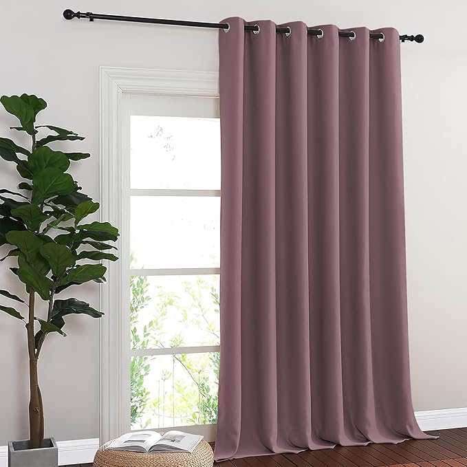 NICETOWN Blackout Curtains & Drapes - Privacy Thermal Efficiency Backdrop Curtains for Bedroom Room Divider Living Room Patio Sliding Glass Door, Wide 80 x Long 144 inch, Dry Rose, 1 Panel