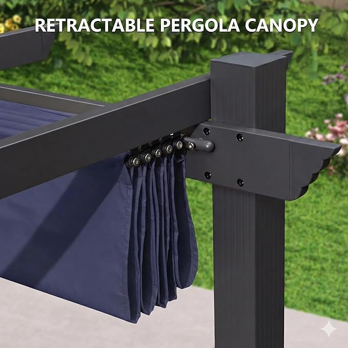 Pergola Shade Cover Replacement Canopy Top Compatible with 10 X 10 ft 6-Bar Pergola Frames - Navy Blue (Canopy Size 116" W x 95" L, Canopy Top Only)