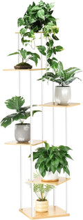 6 Tier Plant Stand Indoor Outdoor, Wood Metal Corner Shelf, Multiple Flower Pot Rack Holder Shelves, Planter Shelf Display Storage Organizer White