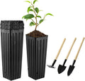 20 Pcs Plastic Deep Nursery Pots,9.8" Tall Tree Pots,Tall Nursery Tree Pots Plant Deep Seedling Pots, Flower Plant Container Pots with 3 Pcs Garden Tools for Indoor Outdoor Use