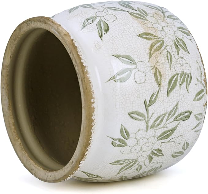 Flower Pot,Vintage Ceramic Pot for Planter with Drainage Holes, 6.29 inch Ice Crack Glazed Indoor Planters Pot for Indoor,Tucan Home Decor,Gardening Gifts (Vintage)