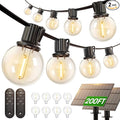 addlon 200FT(2 Pack*100FT) Solar String Lights Outdoor Waterproof with Remote, Dimmable Commercial Grade Solar Powered String Lights with 108 LED Bulbs, Hanging Light for Backyard Party Decor