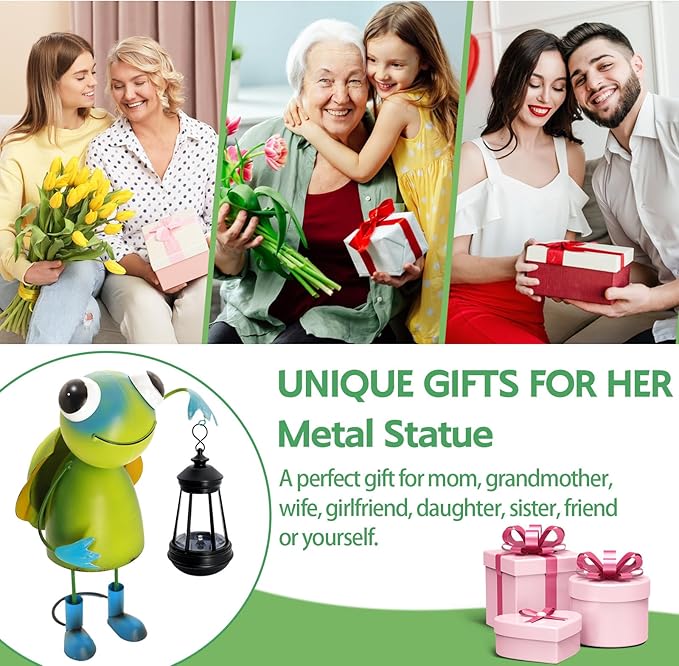 Garden Decor Turtle Solar Statues,Unique Garden Statues Turtle with Solar Lantern Waterproof, Birthday Gifts for Women Mom Grandma, Front Patio Balcony Yard Art Lawn Ornaments Porch Outdoor Decoration
