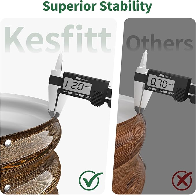 Kesfitt Round Metal Raised Garden Bed, 2x2x1.5 FT, 18-Inch Deep Galvanized Steel Garden Bed with Open Bottom for Outdoor Vegetables & Herbs, Walnut Finish, 2 Pack