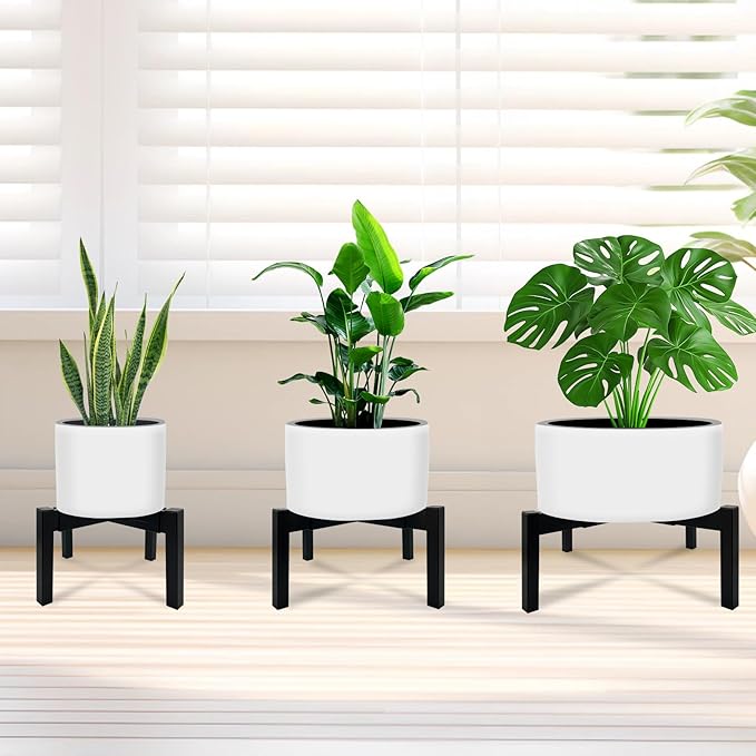 Heavy Duty Adjustable Metal Plant Stand for 10"-16" Plant Pot – Indoor & Outdoor (Black, 1 Pack)