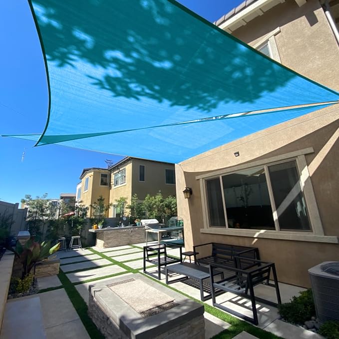 SUNLAX Sun Shade Sail 13' x 13' x 13' Turquoise Blue Triangle Canopy Sail Shade Cover UV Block Permeable Sunshade Outdoor for Patio Backyard (We Make Custom Size)