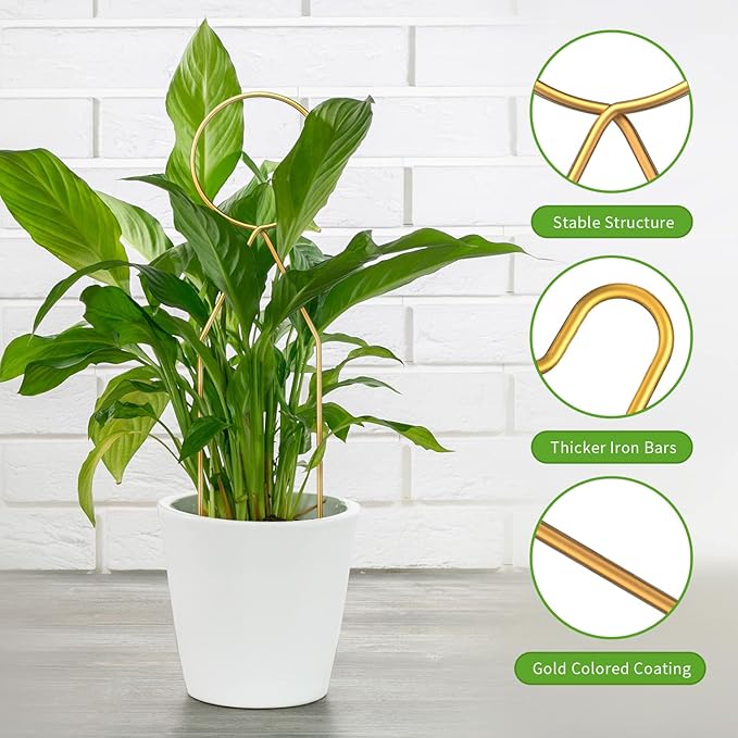4 Pcs Small Metal Trellis for Potted Plants,Gold Trellis for Climbing Plants Indoor,Small Trellis for Potted Plants Support Stake House Plant Trellis for Garden Potted Plant,Hoya,Pothos,Flower