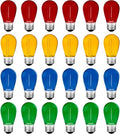 Meconard 24Pack S14 Colored LED String Light Bulbs,1Watt Plastic Shatterproof Waterproof Outdoor Indoor Replacement Bulbs for Home Decor, E26 Medium Base, Multi-Color: Red/Green/Blue/Orange