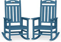 Oversized Outdoor Rocking Chairs Set of 2, High Back Outdoor Rocker Chair, HDPE Rocking Chairs for Patio, 380lbs Weight Capacity, Navy Blue