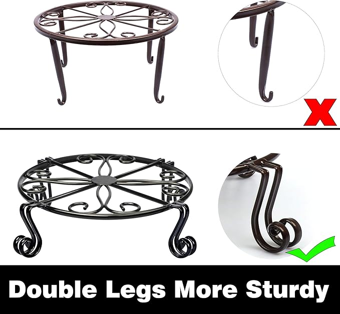 Black Plant Stand for Flower Pot Heavy Duty Potted Holder Indoor Outdoor Metal Rustproof Iron Garden Container Round Supports Rack for Planter Bronze, Pumpkin Stand Outdoor