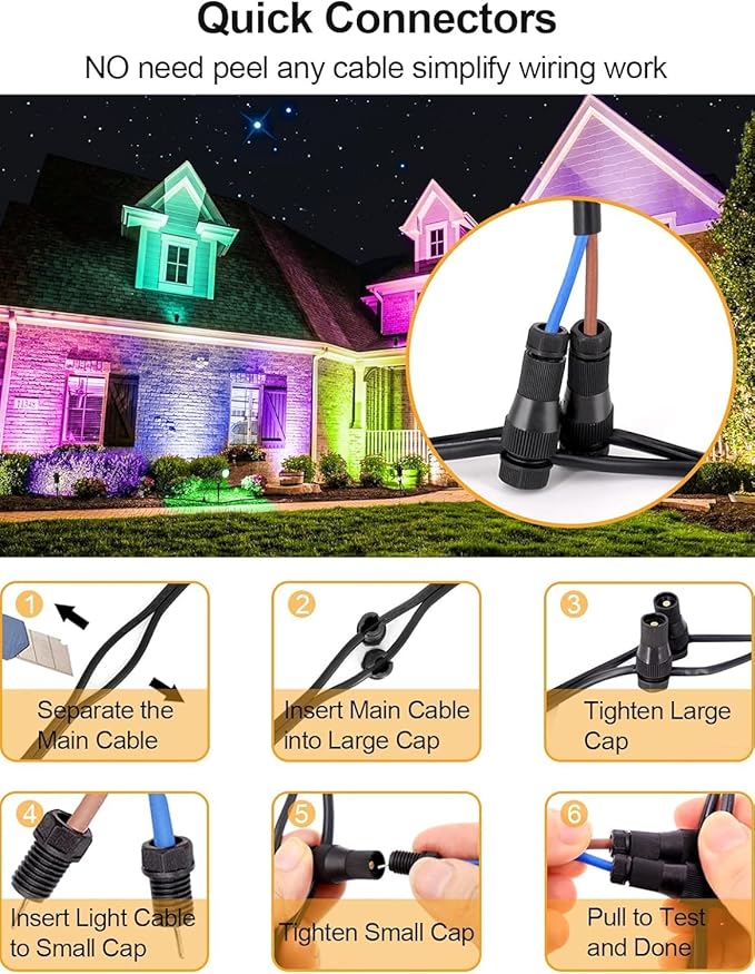 ZUCKEO 12W Color Changing Landscape Lights RGB Low Voltage Landscape Lighting Remote Control, Waterproof LED Outdoor Spotlight for Garden Pathway House Christmas Decor, 10 Pack with Connector