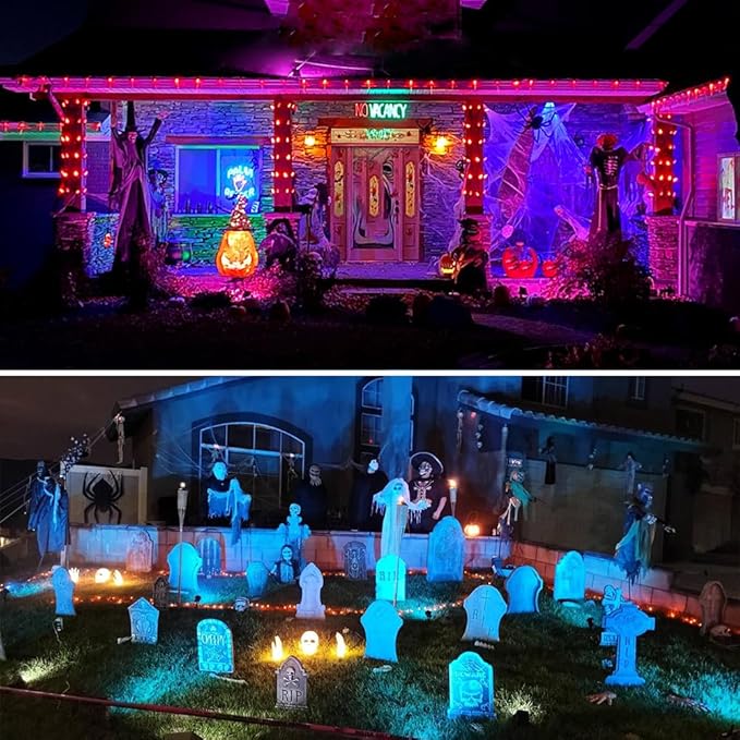 Spotlights Outdoor, RGB Color Changing Landscape Lights 12W 800lm 120V Plug in LED Spot Lights with Remote, IP66 Waterproof Outdoor Lights for Tree Yard House Flag Garden, 46.5ft Cord, 4 Pack