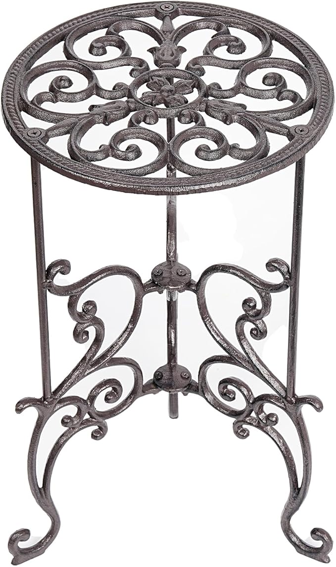 Sungmor Heavy Duty Cast Iron Potted Plant Stand,19.3-Inch 1 Tier Metal Planter Rack,Decorative Flower Pot Holder,Vintage & Rustic Style Indoor Outdoor Garden Pots Container Supports