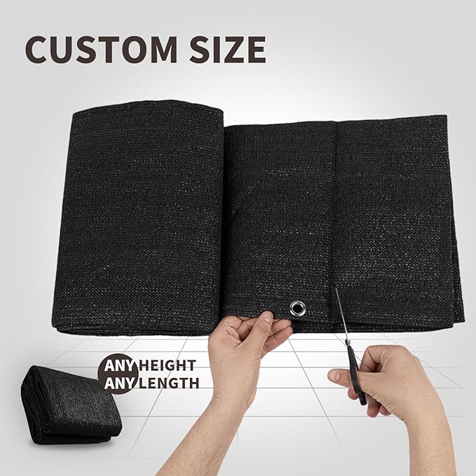 LOVE STORY Custom Size 2'6''x33' Black Balcony Privacy Screen,UV Block Privacy Fence Screen,90% Shield for Outdoor Pool Garden Apartment Railing