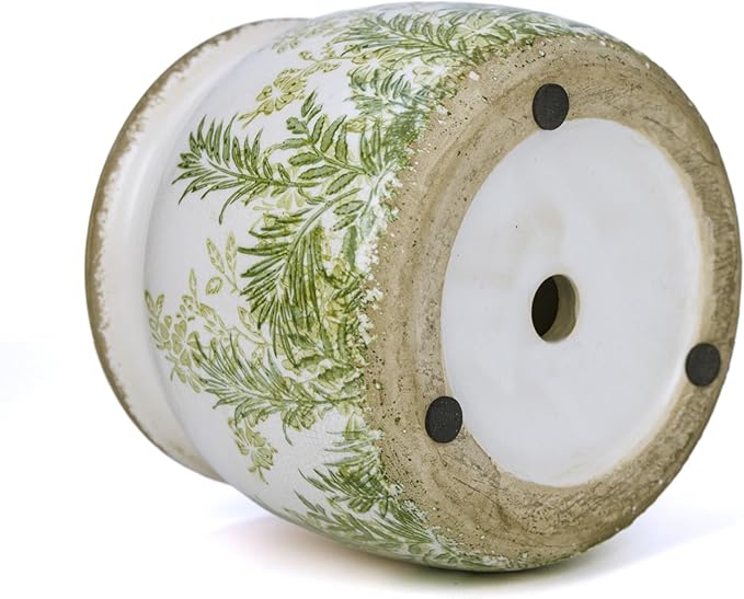 Flower Pot,Vintage Ceramic Pot for Planter with Drainage Holes, 6.29 inch Ice Crack Glazed Indoor Planters Pot for Indoor,Tucan Home Decor,Gardening Gifts (French Country)