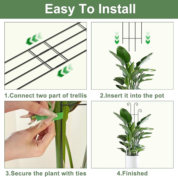 32.6in Tall Plant Trellis Indoor, Metal Garden Trellis for Climbing Plants, Expandable Trellis for Potted Plants for Ivy Pothos Hoya Monstera, 4 Pack