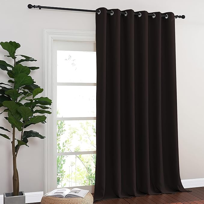 NICETOWN Blackout Room Divider Curtains for Sliding Glass Doors 102 Inches Long 1 Panel, Extra Wide Curtains for Doorway Patio Bedroom Living Room (Toffee Brown, 80Wx102L, 1 Panel)