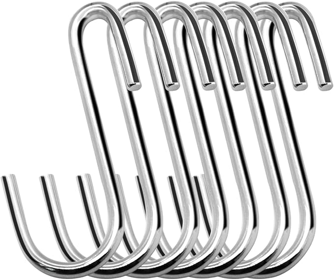 30 Pack 2.4 inches Heavy Duty S Hooks for Hanging, Pan Pot Holder Wire Shelves Rack Hooks for Hanging, S Shaped Hanger Metal Hooks for Kitchen Pots Utensils Jeans Clothes Bags Hats Towels Plants