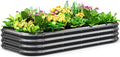 Quictent Galvanized Raised Garden Bed Kit, 6x3x1 ft Oval Metal Planter Box for Vegetables, Dark Grey