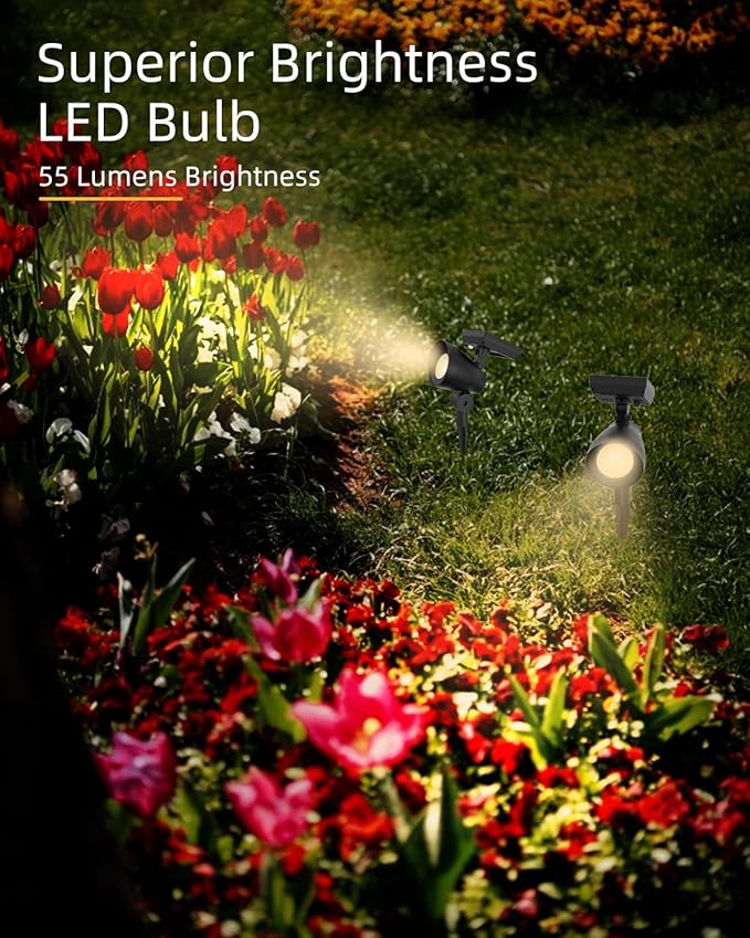 Solar Lights Outdoor, Solar Spot Lights Outdoor, 6 Pack IP44 Waterproof Solar Spotlights, Auto On/Off Solar Powered Garden Lights for Yard Pathway Driveway (Warm White) Bright Pathway