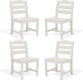 SERWALL Outdoor Dining Chairs Set of 4, All-Weather HDPE Patio Chair with 19.7" Widened Seat, for Backyard, Garden, White