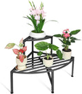 Corner Plant Stand Outdoor Metal,2 Tier Heavy Duty Ladder Plant Shelf Indoor for Multiple Plants,37.08" L x 22.83" W x 20.07" H,Black
