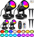 RGBW 8W LED Spotlight with Remote, 16 Color Changing Landscape Lighting for Outdoor Indoor, 120V Plug-in & 6FT Cord, Spotlight Flag Light for Garden Tree (4)