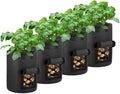 4-Pack 10 Gallon Potato Grow Bags with Flap Window, Heavy Duty Aeration Fabric Pots with Handles for Garden and Planting(Black)