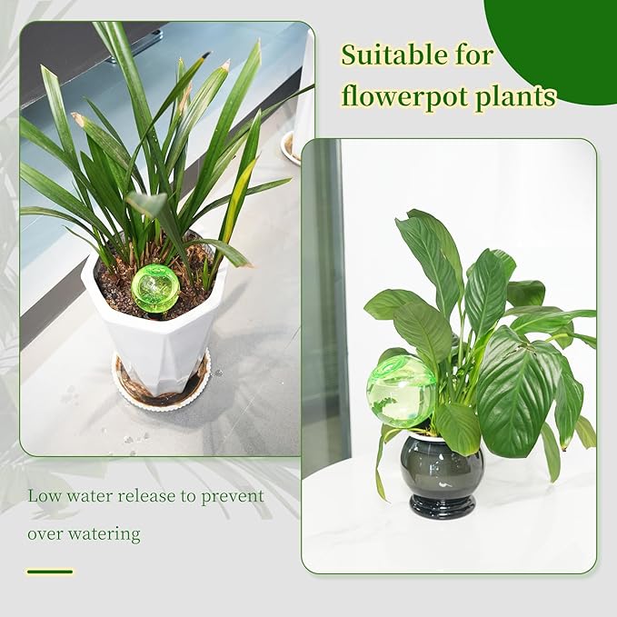 3pcs Large Plant Self Watering Globes, 17.5 oz Plastic Water Bulbs Top Fill, Plant Watering Devices System Slow Release Terracotta, Water Spikes Stakes for Indoor(3pack)