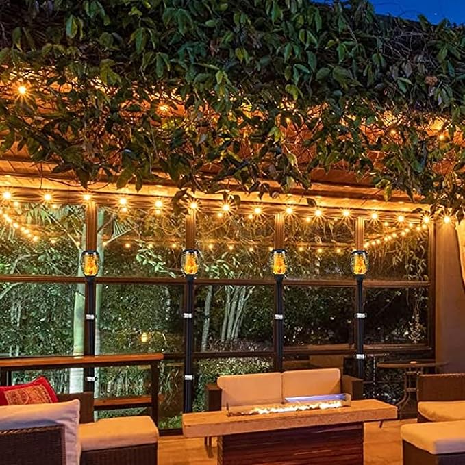 Flame Lamp Extension, Ground Stake and Joint Connector Kit to Make Solar Flashlight Torch Taller, 6 Sets