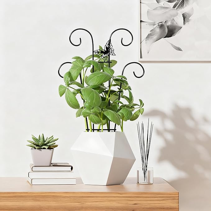 Indoor Plant Trellis for Climbing Plants, Stackable Garden Trellis for Potted Plants, Small House Plant Trellis for Vine Ivy Flower Plant Support Outdoor DIY Metal Trellis 3 Pack, Butterfly Design