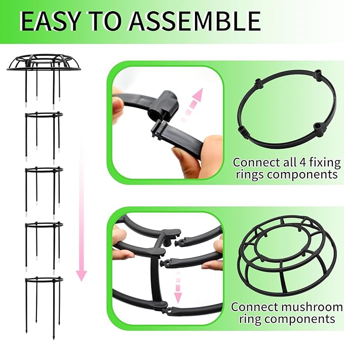 2-Pack 65-Inch Garden Trellis for Climbing Plants,Heavy-Duty Metal Obelisk with Mushroom Top,Stable Support for Potted Clematis,Tomato,Cucumber,Rose,Pea & Vine