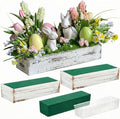 Dandat 3 Set Wood Boxes for Centerpieces 12x4 Inch Rectangle Wooden Planter Box Rustic Wooden Planters with Removable Plastic Liner Floral Foam Blocks for Christmas Wedding Home Garden Decor(White)
