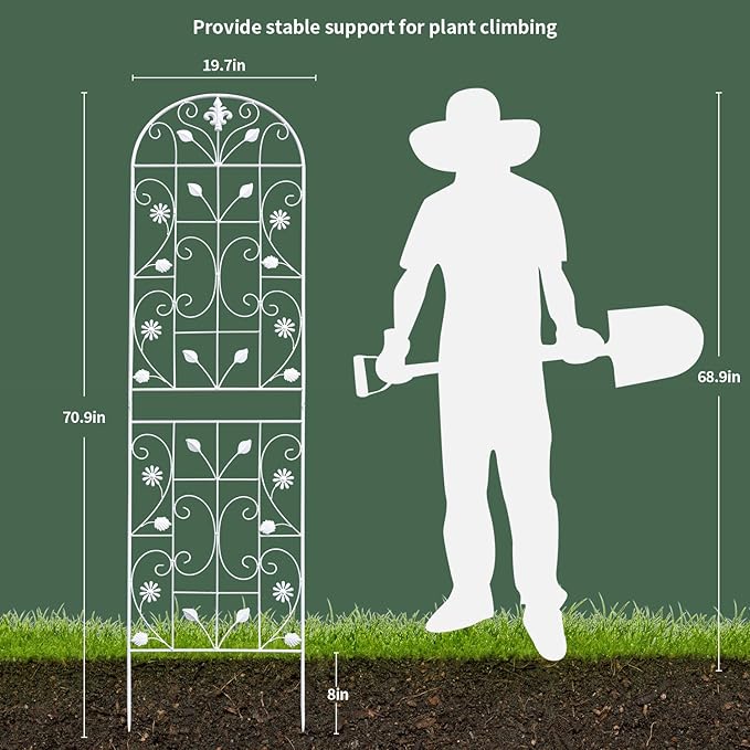 Trellis for Climbing Plants Outdoor, （2 Pack 70.8x19.6-inch）, Generic Metal Garden Trellis, Rustproof, Easy Assembly,（White）