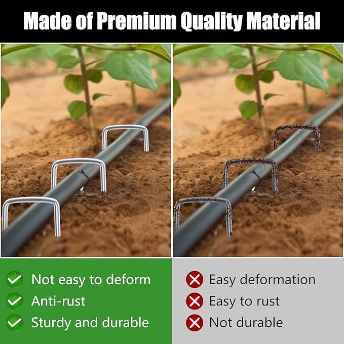 FEED GARDEN 12 Inch 50 Pack Galvanized Landscape Staples 11 Gauge Anti-Rust Garden Stakes Landscaping Fabric SOD Pins Yard Stakes for Weed Barrier Fabric