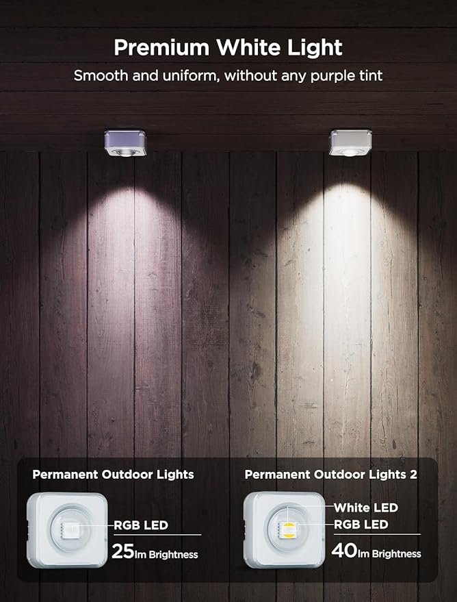 Govee Permanent Outdoor Lights 2, 50ft RGBIC Outdoor Lights with 36 LED Lights, IP67 Waterproof, 100 Scene Modes with 40lm White for Outdoor Decorations, Works with Alexa, Google Assistant, White
