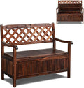 VINGLI Outdoor Storage Bench, Large Wood Deck Box with Seating, Weatherproof Outdoor Bench with Storage Loveseat, 2-Person Wooden Patio Bench for Entryway, Backyard, Garden