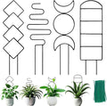 4 Packs Trellis for Climbing Plants Indoor, HENABLE Small Garden Metal Trellis for Potted Plants Outdoor for Vine Ivy Flower Plant Support, 4 Different Black Iron Patterns