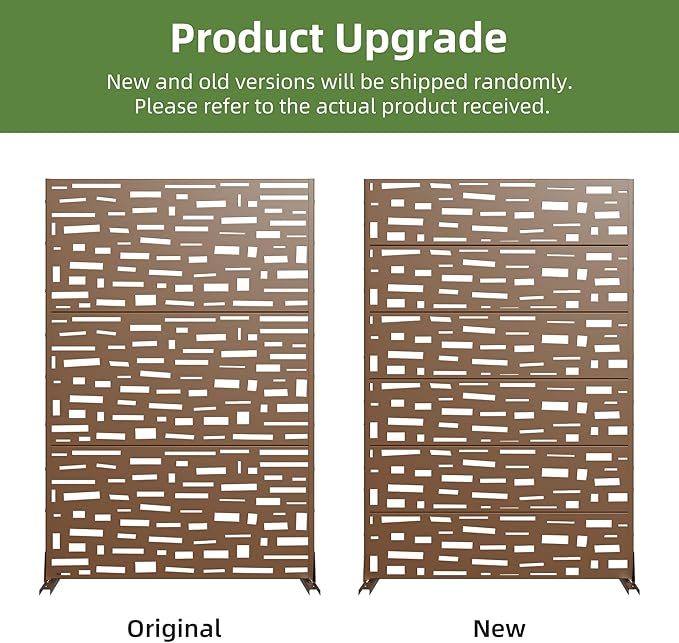 Casaphoria Metal Privacy Screen Outdoor, 72" H x 47" W Freestanding Decorative Privacy Screen for Patio Deck Balcony Garden with Stable Base, Brown-Gerald