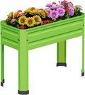 Elevated Metal Planter Box Stand Heavy Duty Raised Garden Bed for Vegetables Flowers Herbs Indoor Outdoor Use, Green