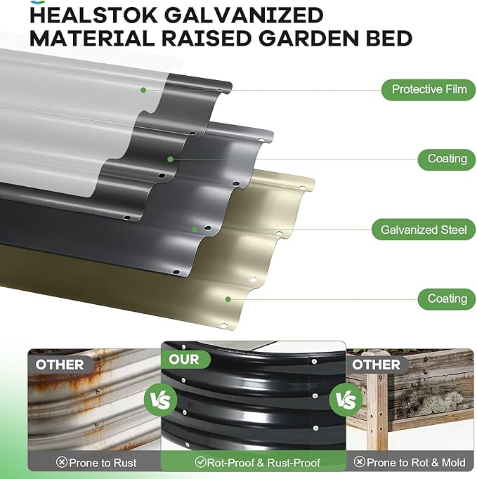 Galvanized Raised Garden Bed Outdoor, 6x3x1ft Oval Metal Raised Beds for Gardening, Rust-Resistant Garden Planter Box for Planting Vegetables, Flowers, Fruits in Backyard, Patio, Lawn(Grey)