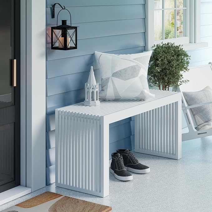 Bamboo Dining Bench, 35 inch Farmhouse Decor Indoor Kitchen Table Bench, Entryway Shoe Rack Bench Solid Bamboo Benches for Living Room, Hallway, Bedroom, Bathroom