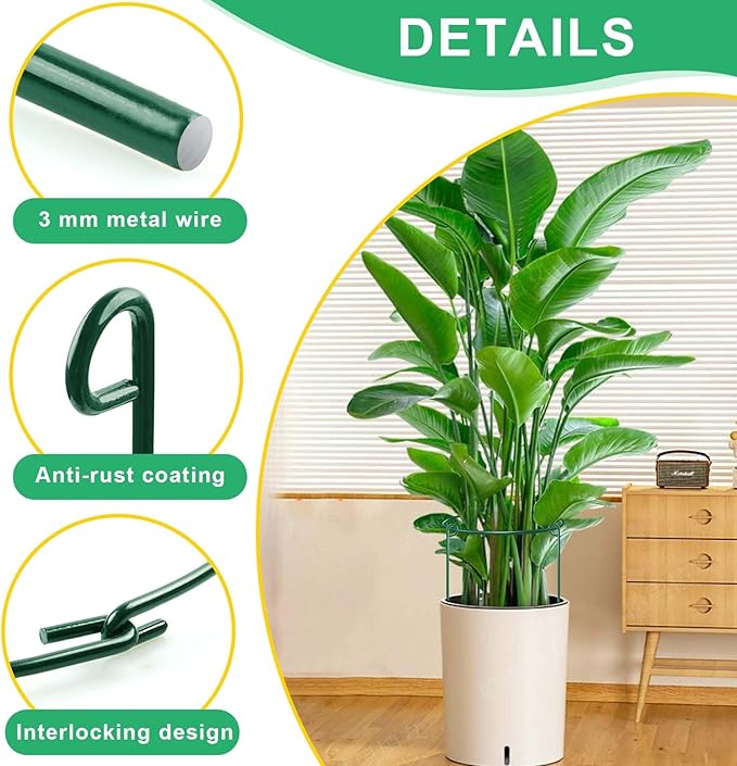 HiGift 3 Pack Peony Cages Support Stakes Ring for Garden, Round Plant Support for Outdoor (10" W x 17" H), Indoor Plant Cages Hoops Plant Rings for Tomatoes,Rose,Astilbes,Vine Indoor Potted Plants
