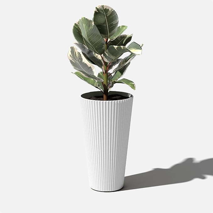 Veradek Demi Series Tall Planter for Porch, Patio, Backyard | Durable Plastic-Concrete Material | Modern Décor for Tall Plants, Grasses