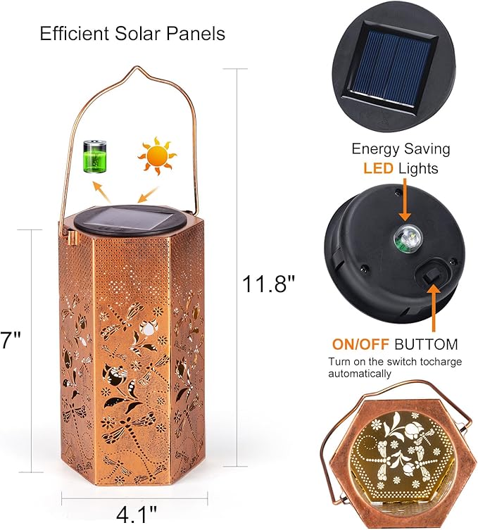 Dragonfly Solar Lanterns Outdoor Waterproof - Mothers Day Gifts for Mom Grandma, Birthday Gifts for Women, Solar Lights Outdoor Garden Decor for Outside